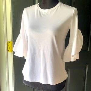 Banana Republic white cotton flounce sleeve shirt